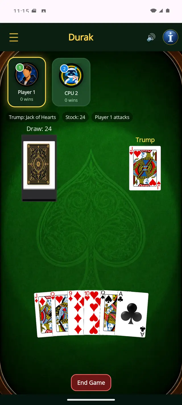Durak — Six cards each