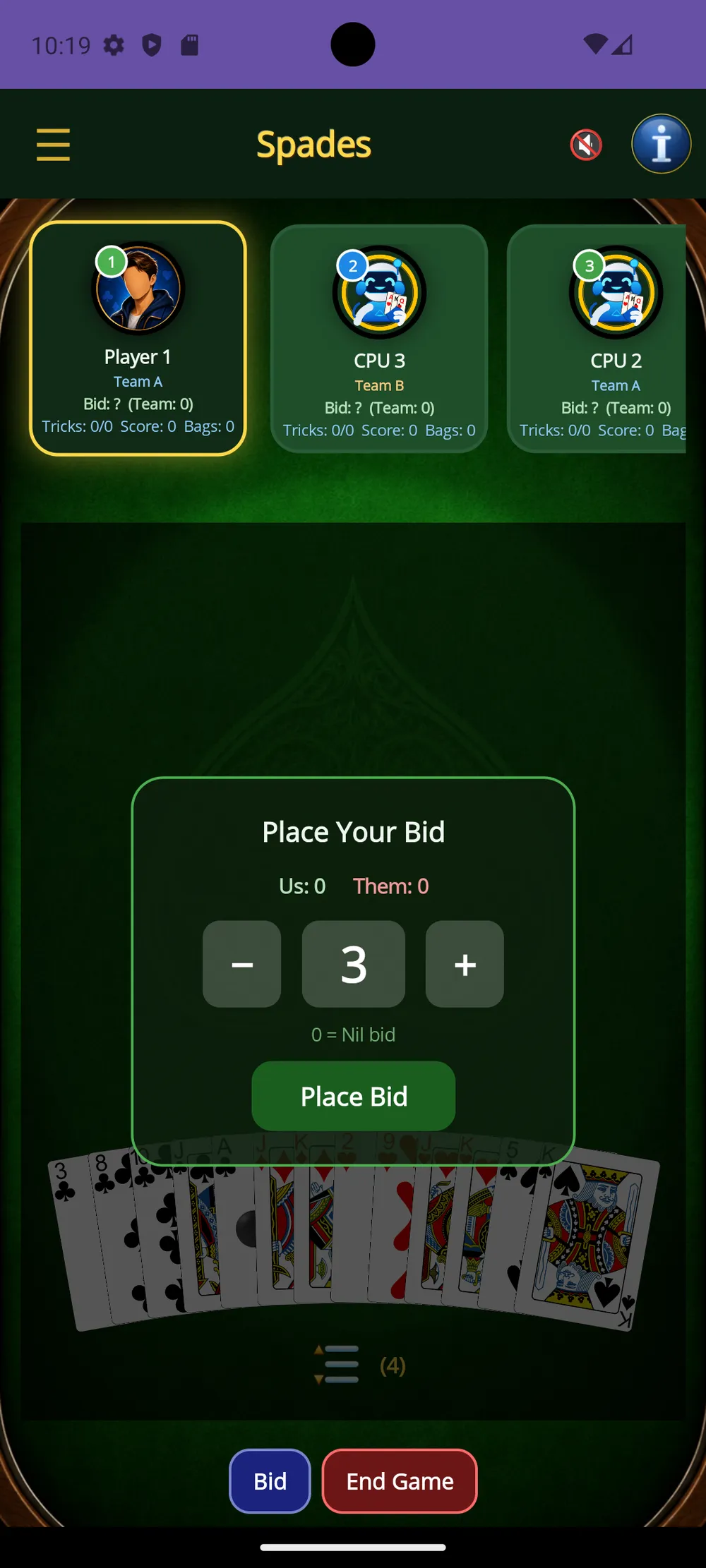 Spades — Place your bid