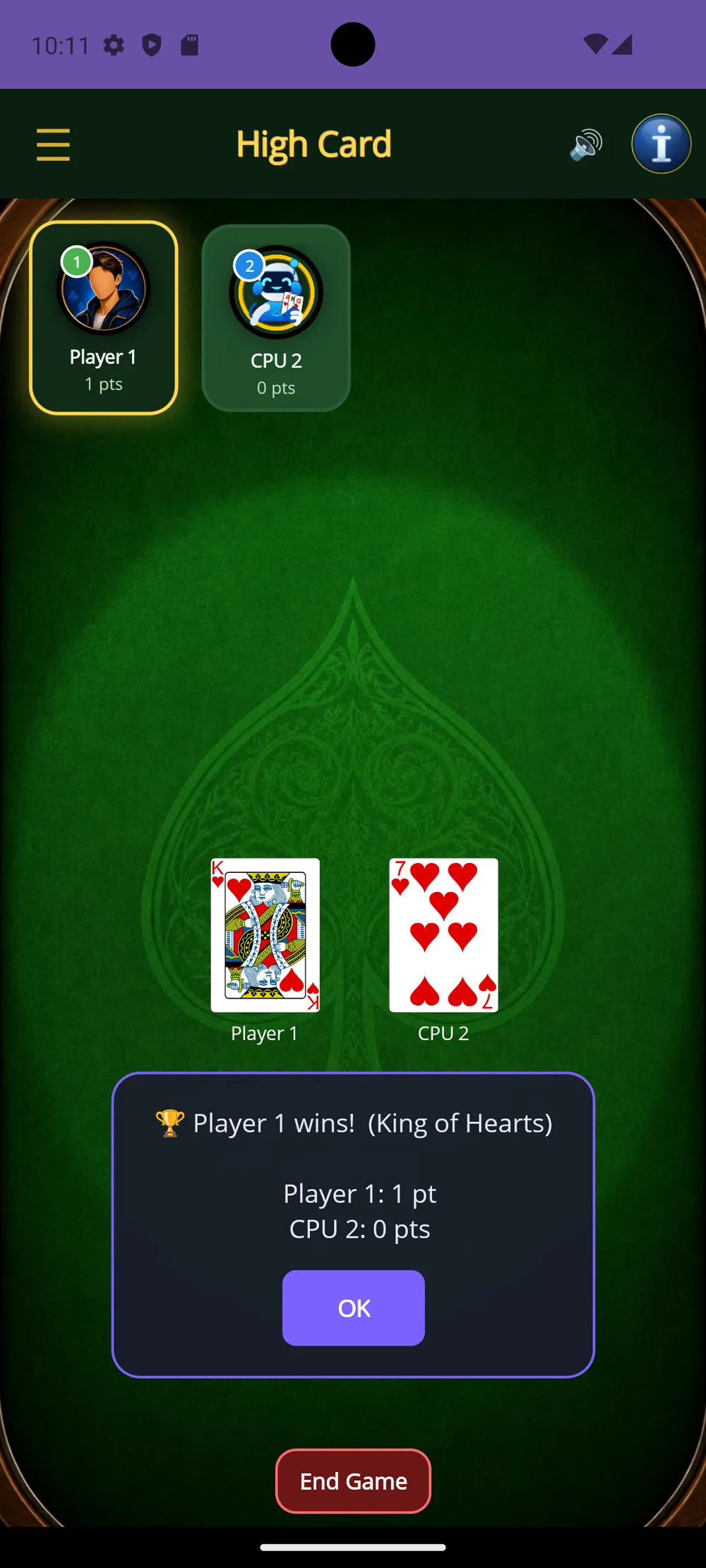 Hohe Karte — Round complete