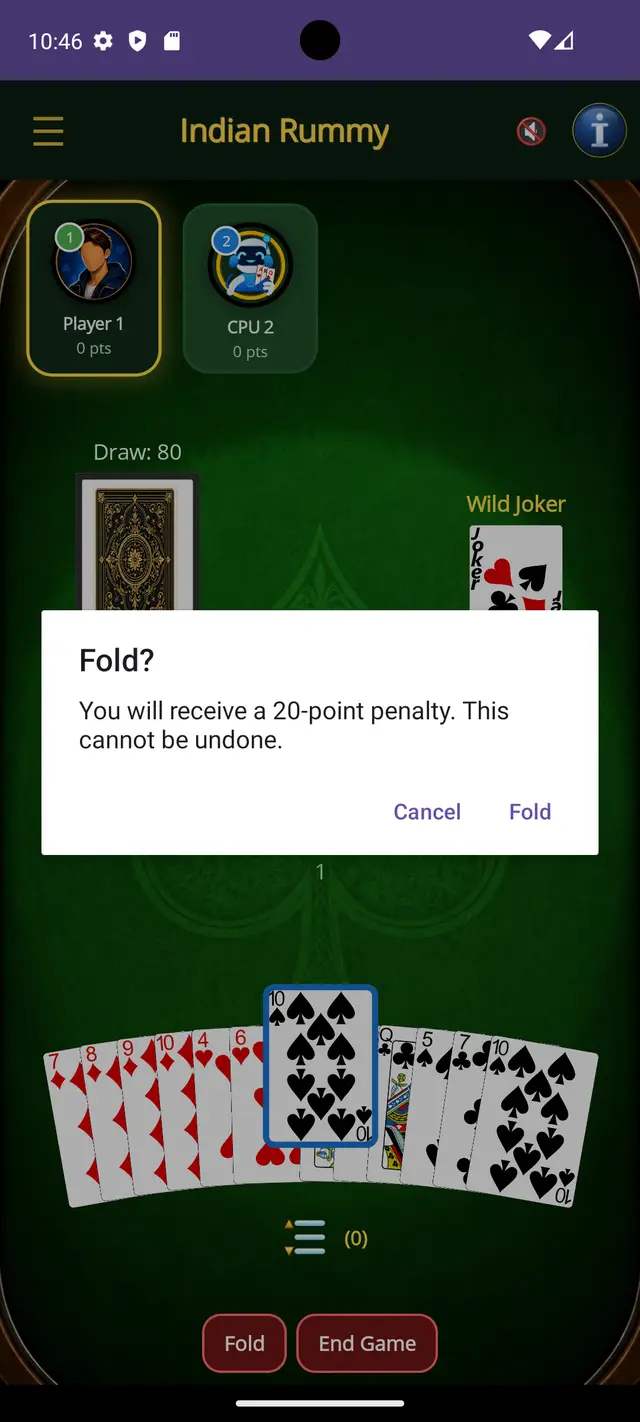 Indian Rummy — Fold when hopeless