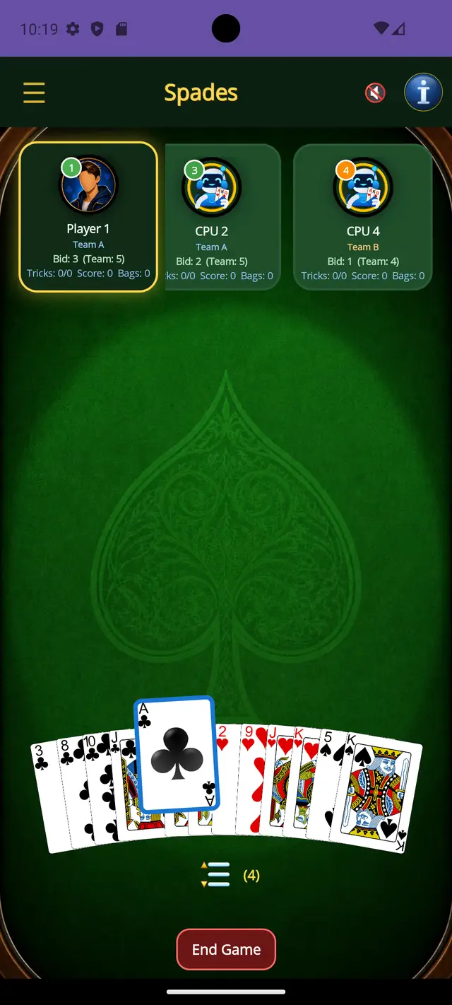 Spades — Trick play
