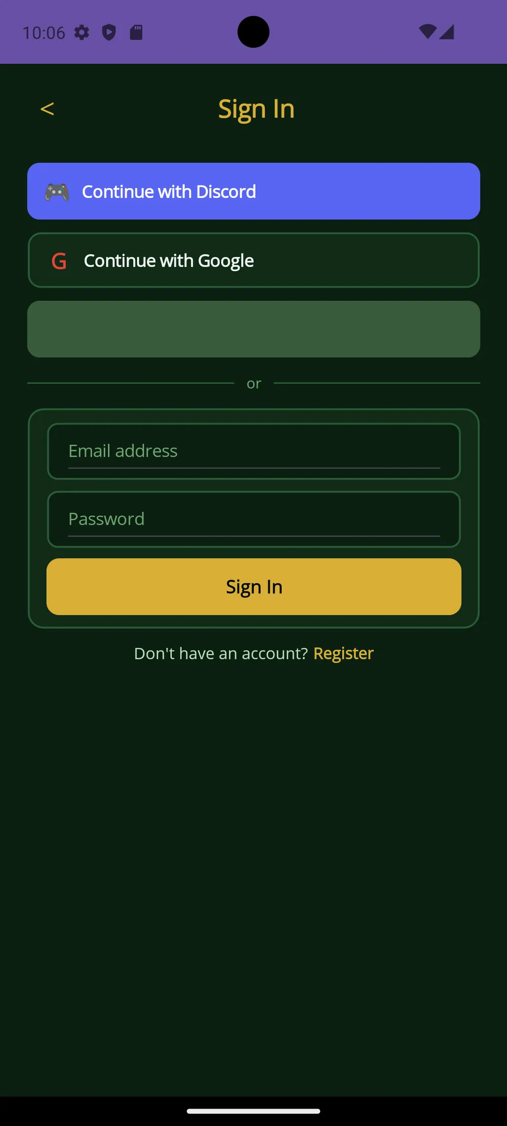 Card Games app — Inicia sesión