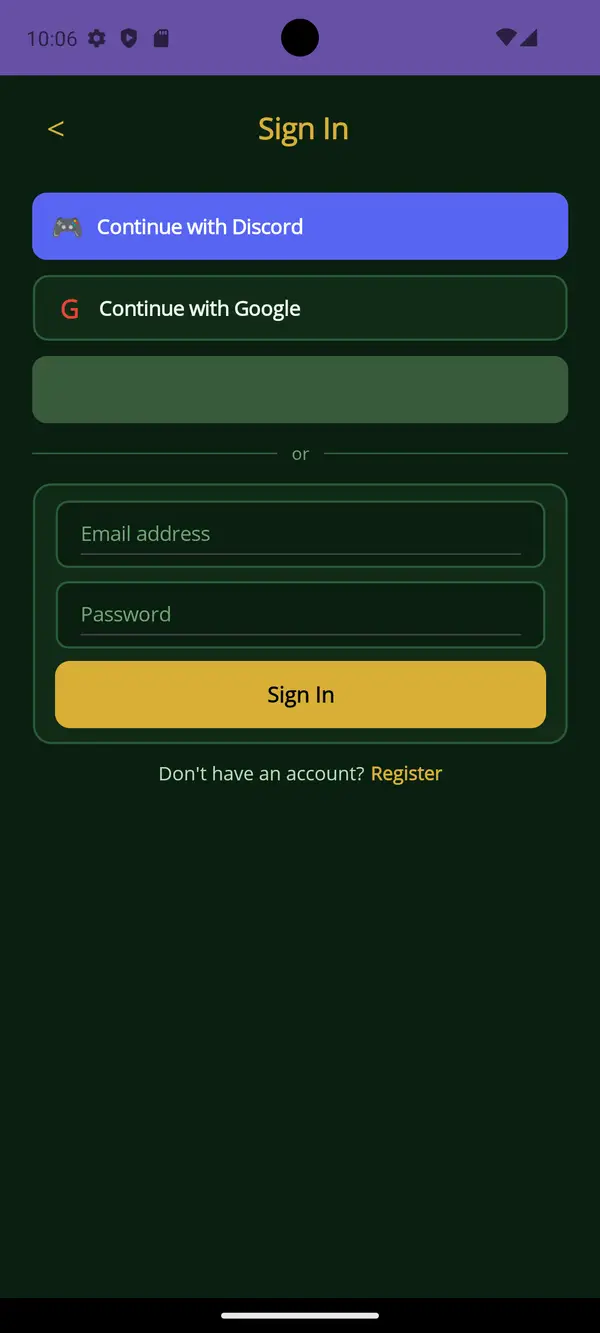 Card Games app — Inicia sesión