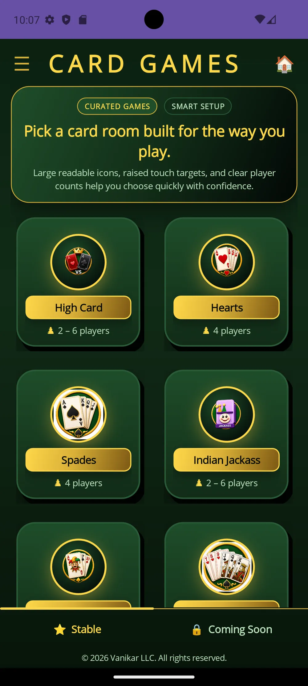 Card Games app — Elige tu juego