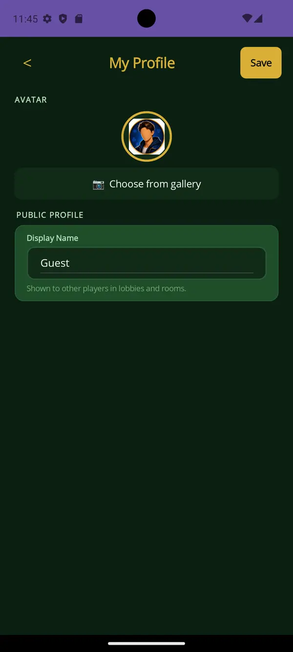 Card Games app — Tu perfil